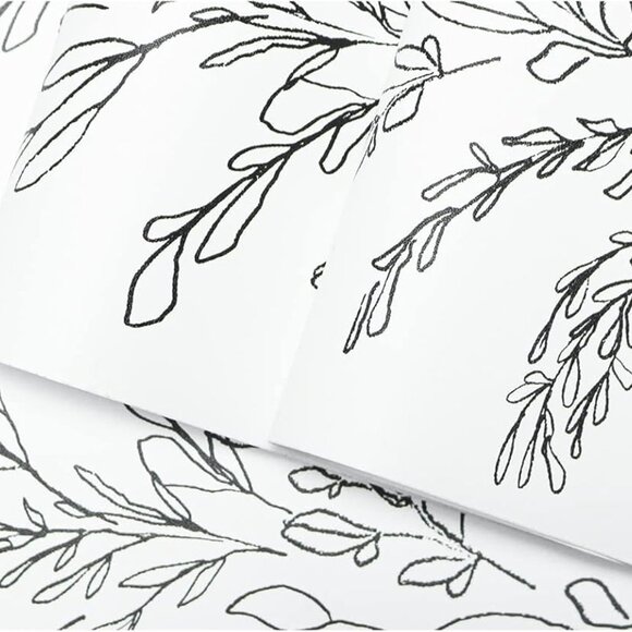 HaokHome Sketched Floral Wallpaper | Peel & Stick Black/White Vinyl 17.7" × 9.8" - Picture 4 of 4
